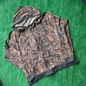 Women's Brown Camo Hooded Zip Jacket - Outdoor Lightweight